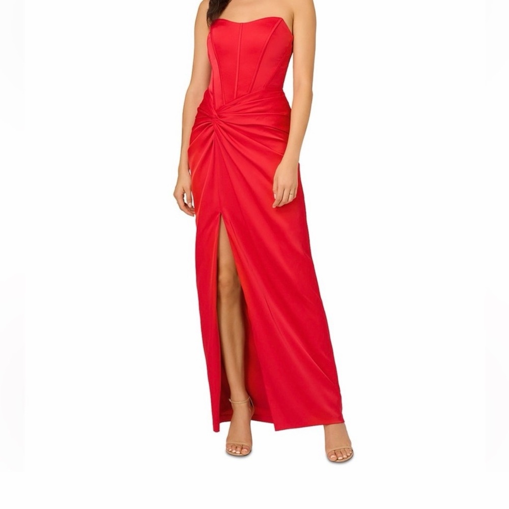 Liv Foster strapless red gown
